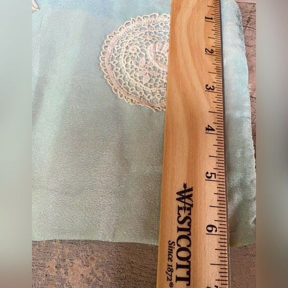 Vintage Handmade Pouch Bag Blue Silk 9 X 6” *Read* - Picture 4 of 4